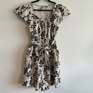 Voyageur by Mersea cotton/linen blend ruffle sleeve square neck romper small